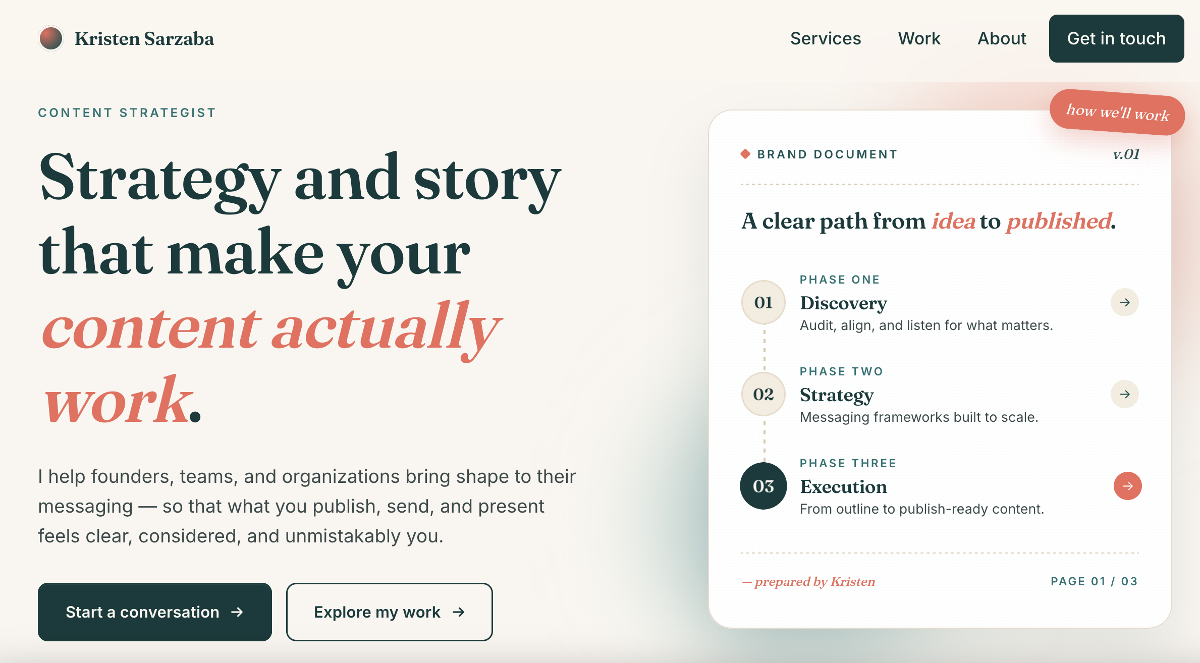 Content strategist site preview