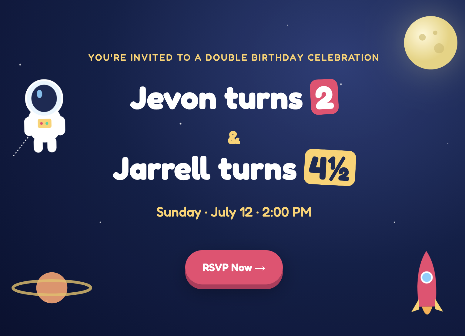 Birthday invite site preview