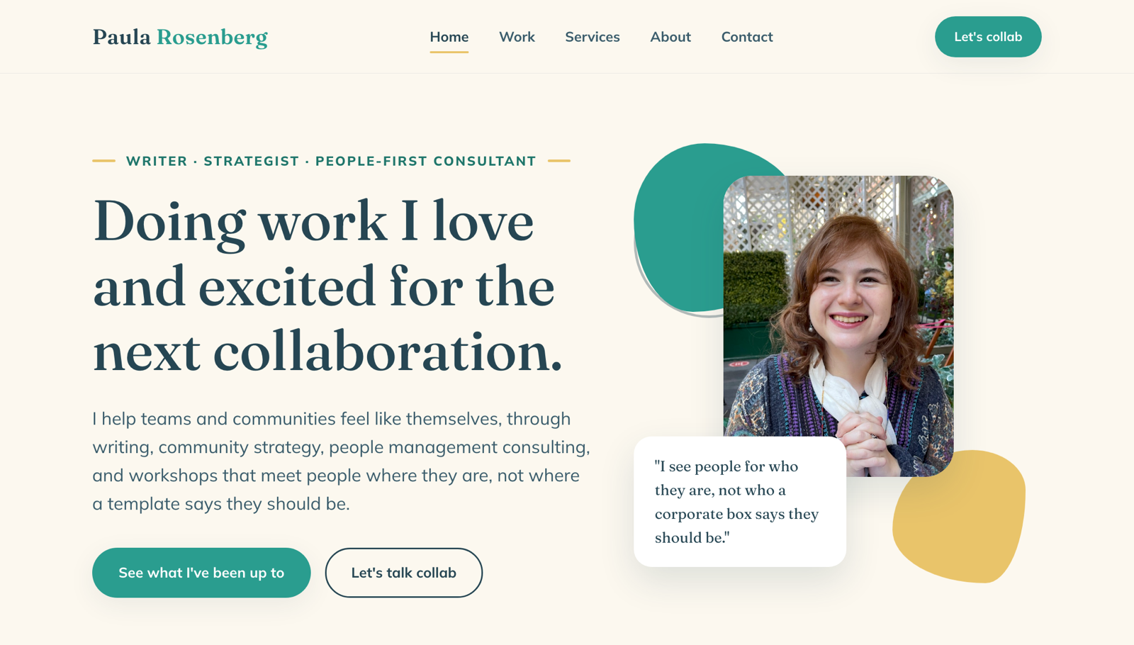 Writer and consultant portfolio site preview
